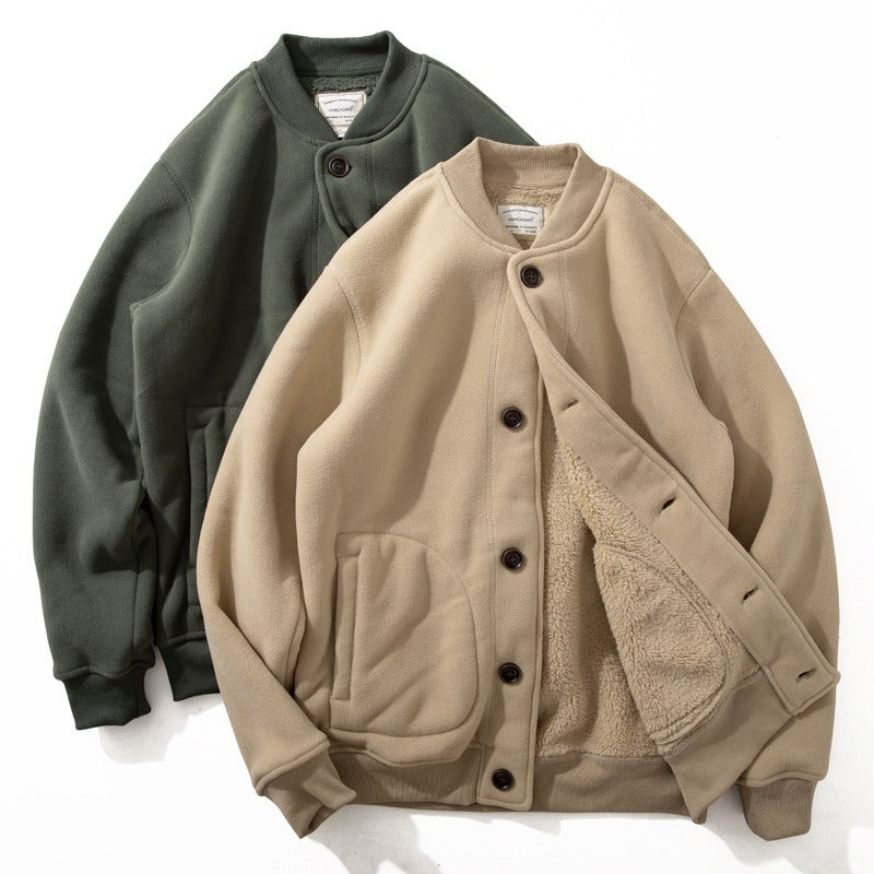 Casaco casual minimalista feito de lã grossa.