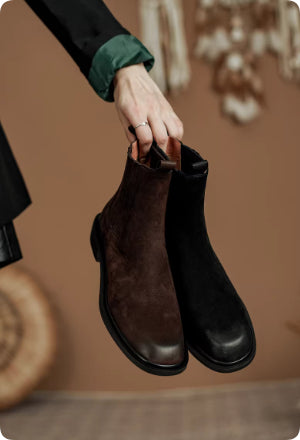 Botas Chelsea de mulher em pele genuína estilo britânico retro
