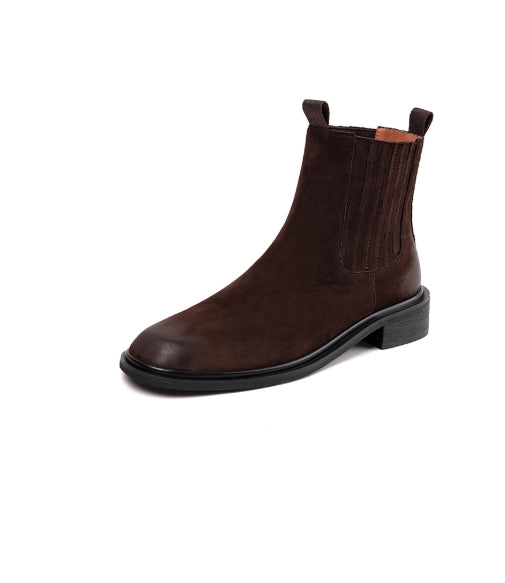 Botas Chelsea de mulher em pele genuína estilo britânico retro